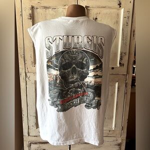 STURGIS 2024 - Men’s White Sleeveless Crew T-Shirt- Size: XL